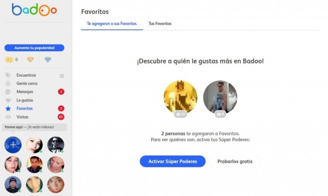 Favoritos en Badoo